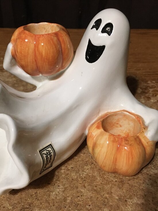 Fitz and Floyd Other - FITZ AND FLOYD HALLOWEEN GHOST HOLDING PUMPKINS CANDLEHOLDER
